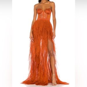 For love & lemons x Revolve bustier gown in color Rust. Worn once. Size XS